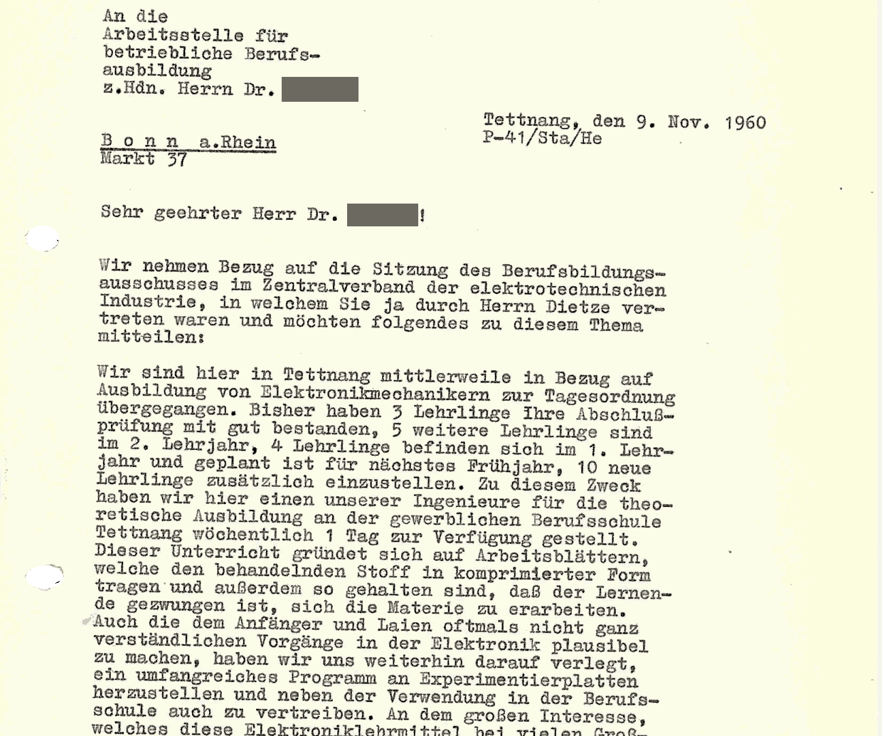 Schreiben an die Arbeitsstelle für betriebliche Berufsausbildung Schreiben an die Arbeitsstelle für betriebliche Berufsausbildung