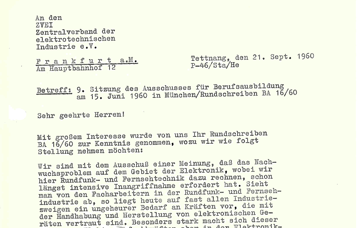 Schreiben Dr. Klein an den ZVEI Schreiben Dr. Klein an den ZVEI